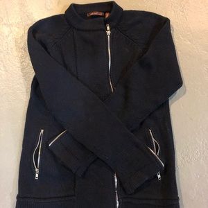 525 America navy cotton sweater S side zip